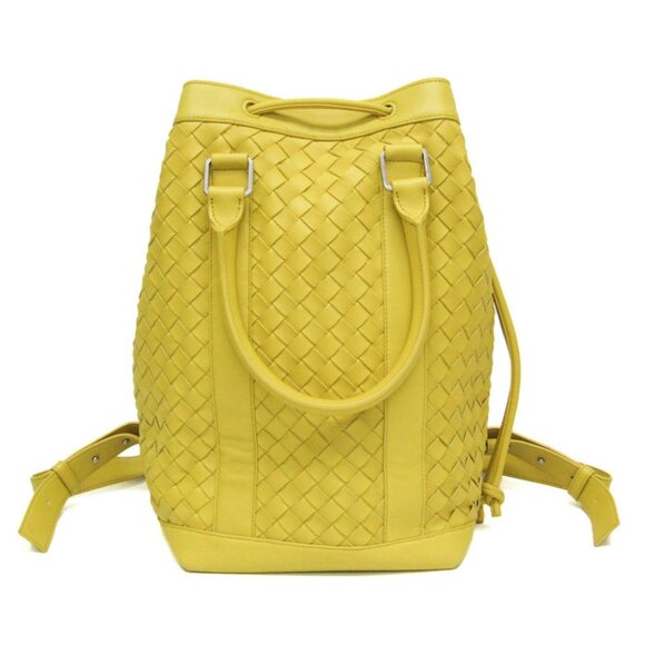 BOTTEGA VENETA Yellow Leather Intrecciato Backpack - Picture 1 of 13